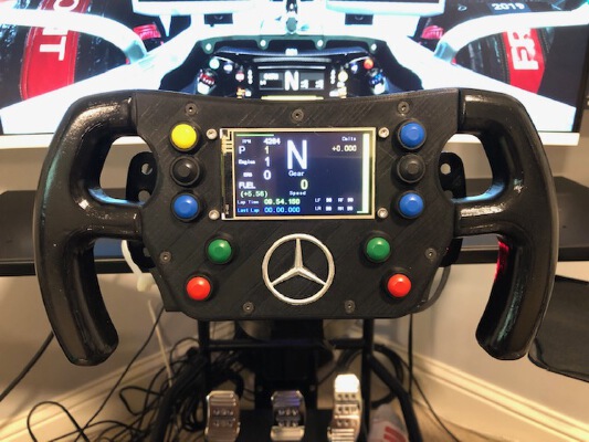 Amstudio DIY F1 wheel custom panel with 3.2 Inch Nextion Display | 3d print model