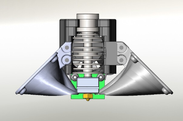 Delta Effector for E3d V6 Lite with cooling Fans and Mini Differential IR sensor | 3d print model