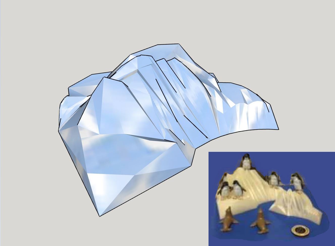 Icebergs for penguins, models, and scenery