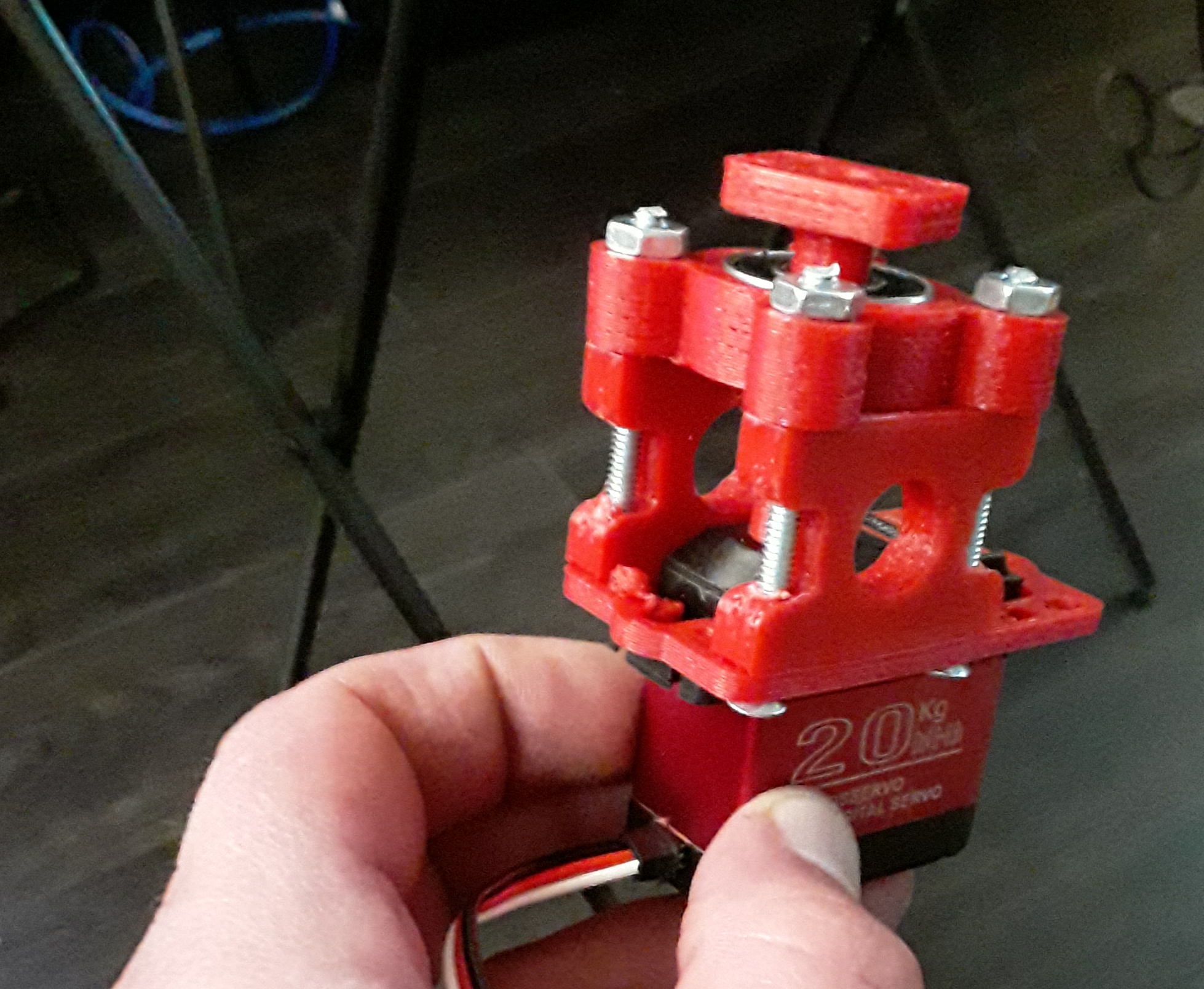 Servo Block 3d printed! Fits MG995_MG996R, other similar servos. 608 bearing required.