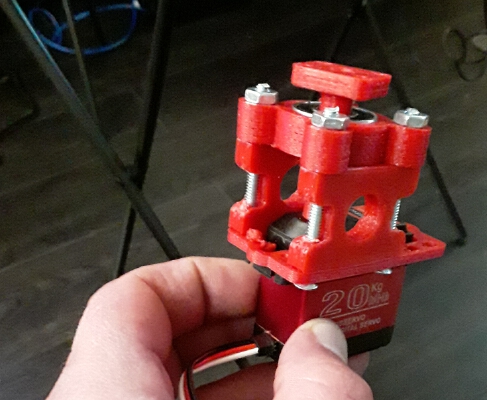 Servo Block 3d printed! Fits MG995_MG996R, other similar servos. 608 bearing required. | 3d print model