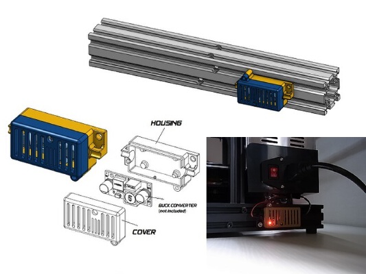 LM2596 Housing&Cover for 4040 profile mount | 3d print model