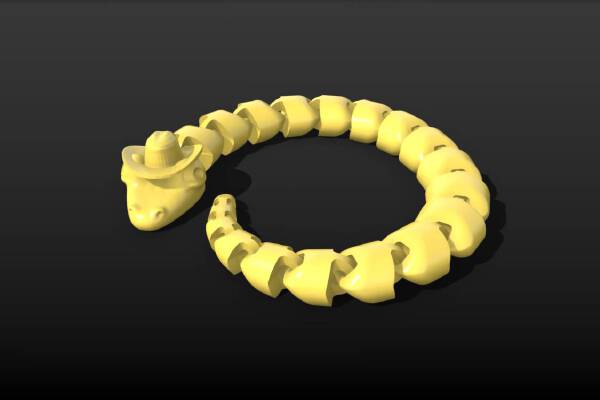 Articulated Snake with cowboy hat | 3d print model