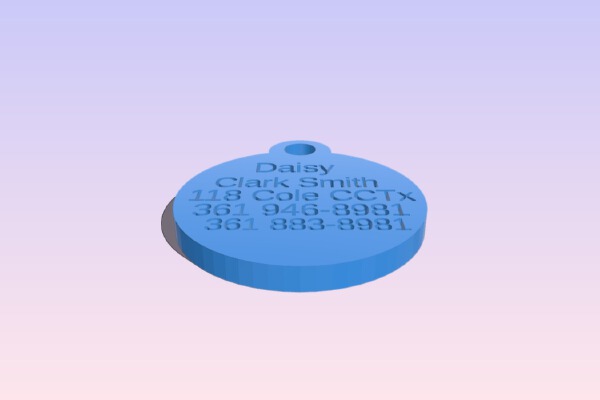 Daisy Round dog tagMy Customized Customisable Dogtag | 3d print model
