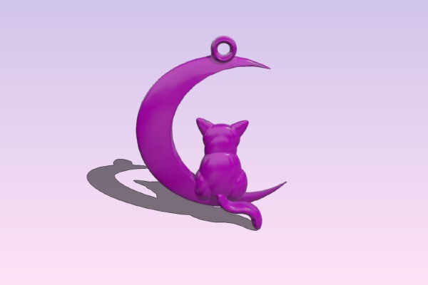 Cat and Moon – pendant | 3d print model