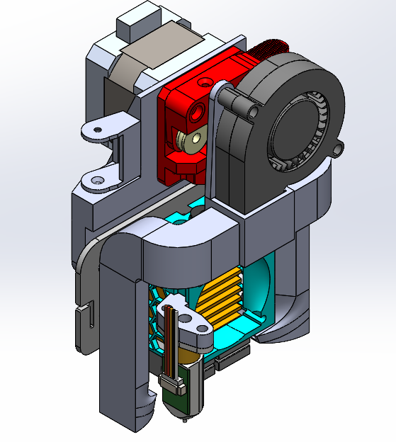 Ender 5 Chimera mount (side screws) V3 w_ direct drive, extruder arm and cable chain