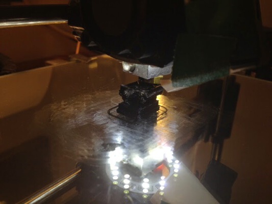Slim Bowden E3D v5 mount for Prusa i3 with fan shroud and LED ring | 3d print model