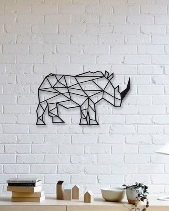 Rhino Wall Sculpture 2D