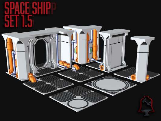 Modular Space Ship_Sci-Fi Corridor Wall Set 1.5 | 3d print model