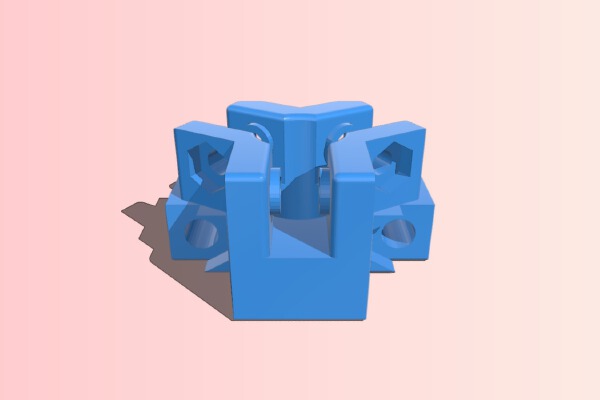 Bearing block for 8 mm shaft, X,Y,Z axes, using 693zz bearings at 120 degrees | 3d print model