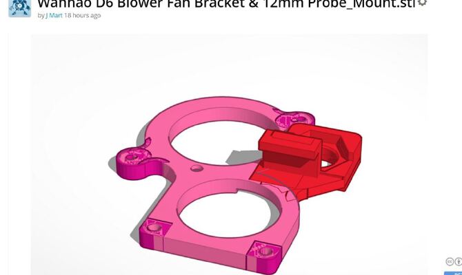 Wanhao D6 Blower Fan Bracket & 12mm Probe_Mount.stl | 3d print model