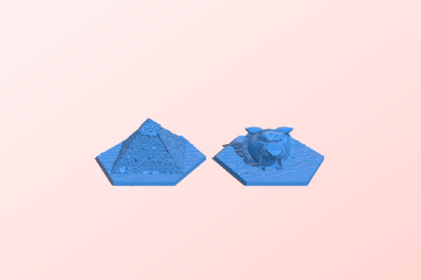 Catan Desert Tile:  Pyramid and Cave of Wonders | 3d print model