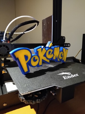 Pokemon logo 2 parts for single extruder | 3d print model