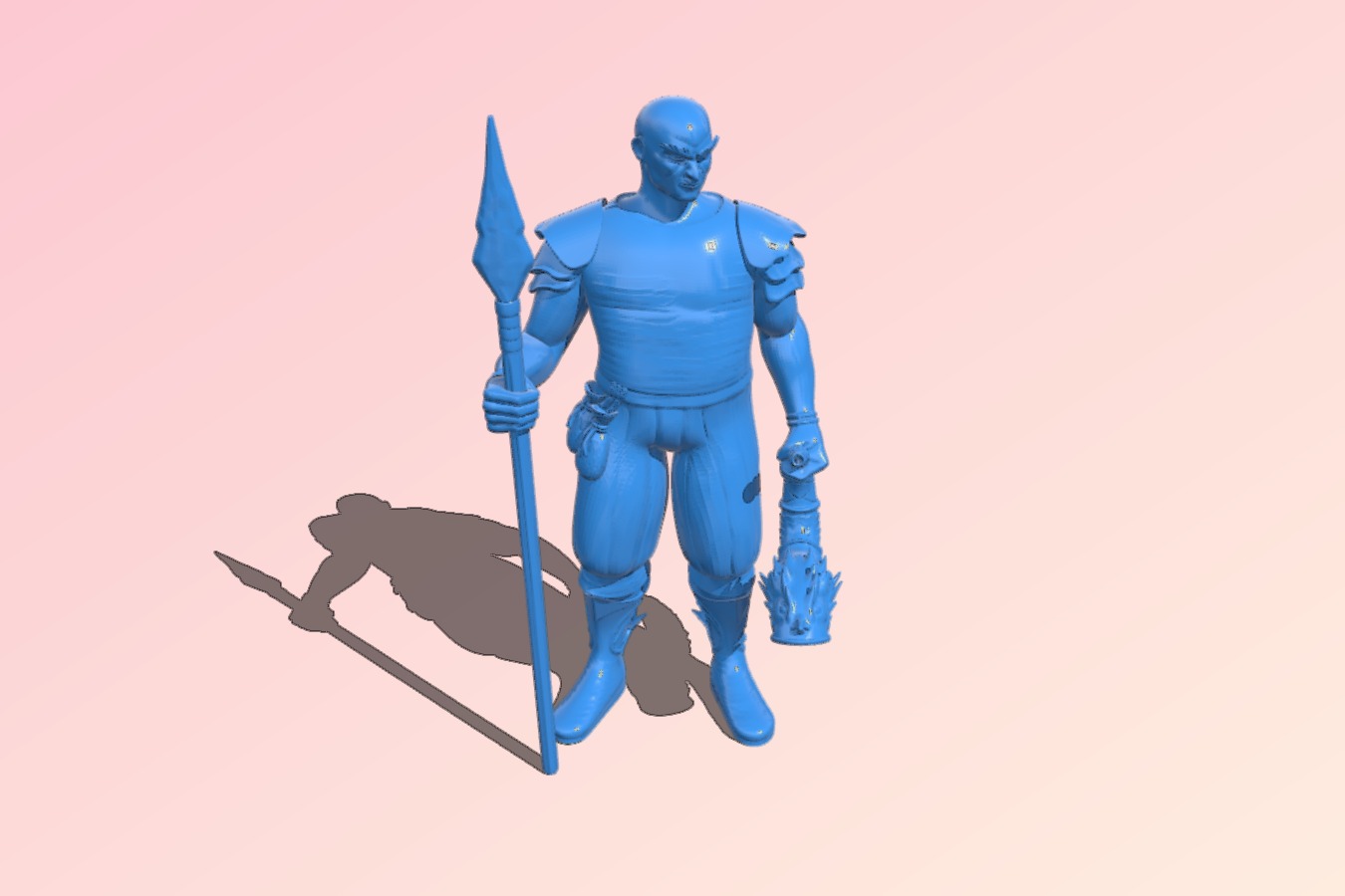 The warrior blows the horn