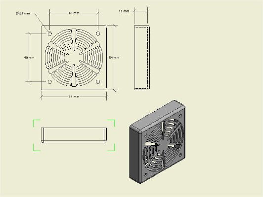 Fan cover & fan grill to suit 50mm fan | 3d print model