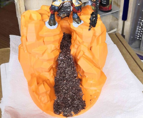 Magma or waterfall cliff base topper or diorama | 3d print model
