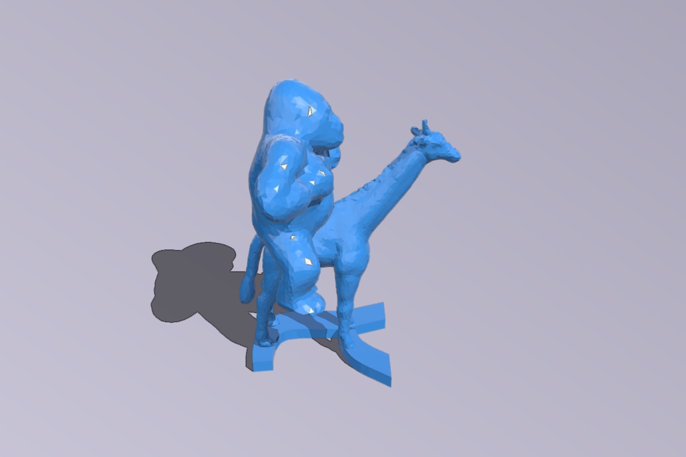 Gorilla riding a giraffe on the letter gimmel