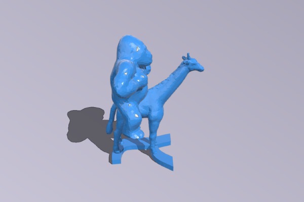 Gorilla riding a giraffe on the letter gimmel | 3d print model