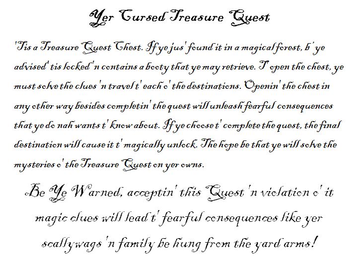 Treasure Quest - Reverse Geocache Box