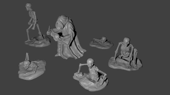 Necromancer and skeleton miniatures | 3d print model