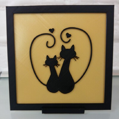 Quadro Gattini con cuore | 3d print model