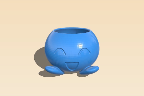Oddish planter with feet attached to drip plate | 3d print model