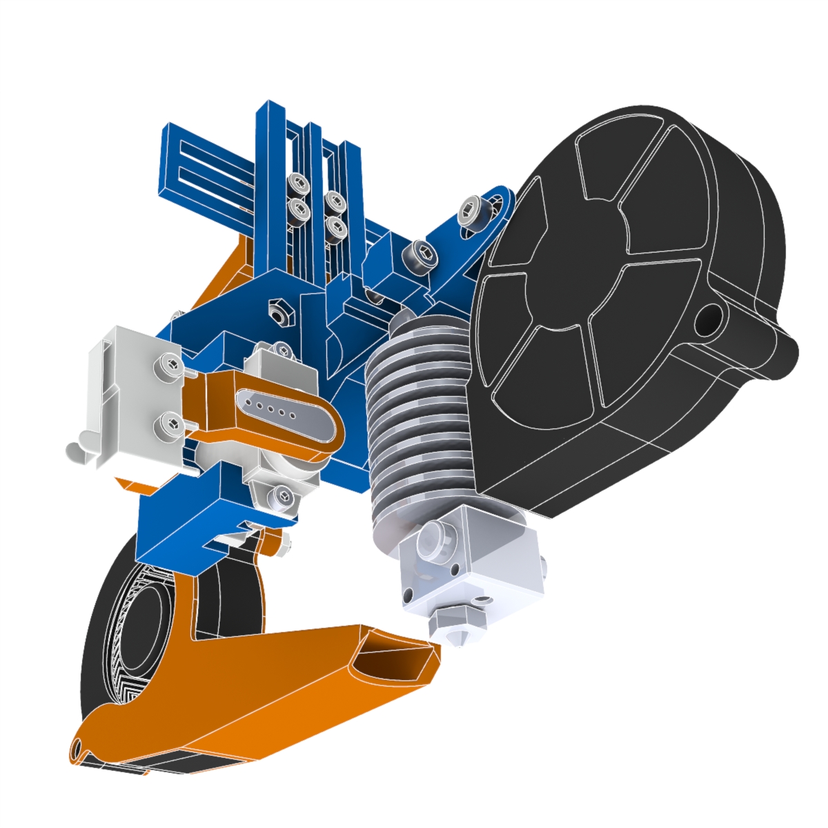 2nd edition "Prusa i3 Rework" Head Upgrade (E3dv5 Bowden + AutoBedLeveling + 2 Fans)