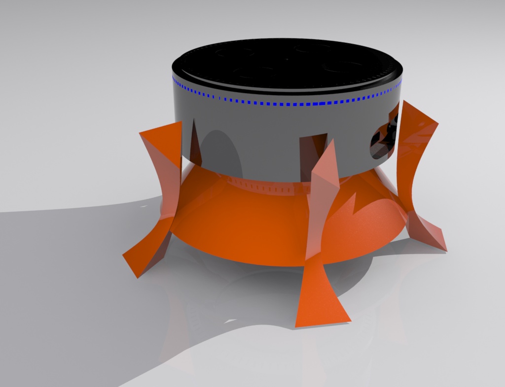 Echo dot stand with sound deflector