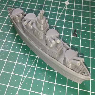 Detailed Battleship with stronger rotating turrets | 3d print model