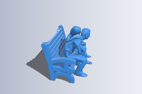 Couple in Love on a Bench HQ | 3d print model