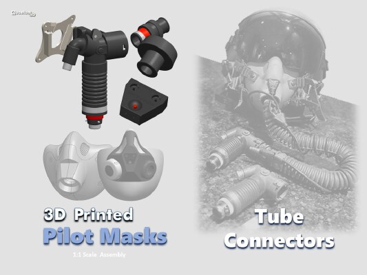 Pilot Mask Assemblies - Tube Connectors | 3d print model