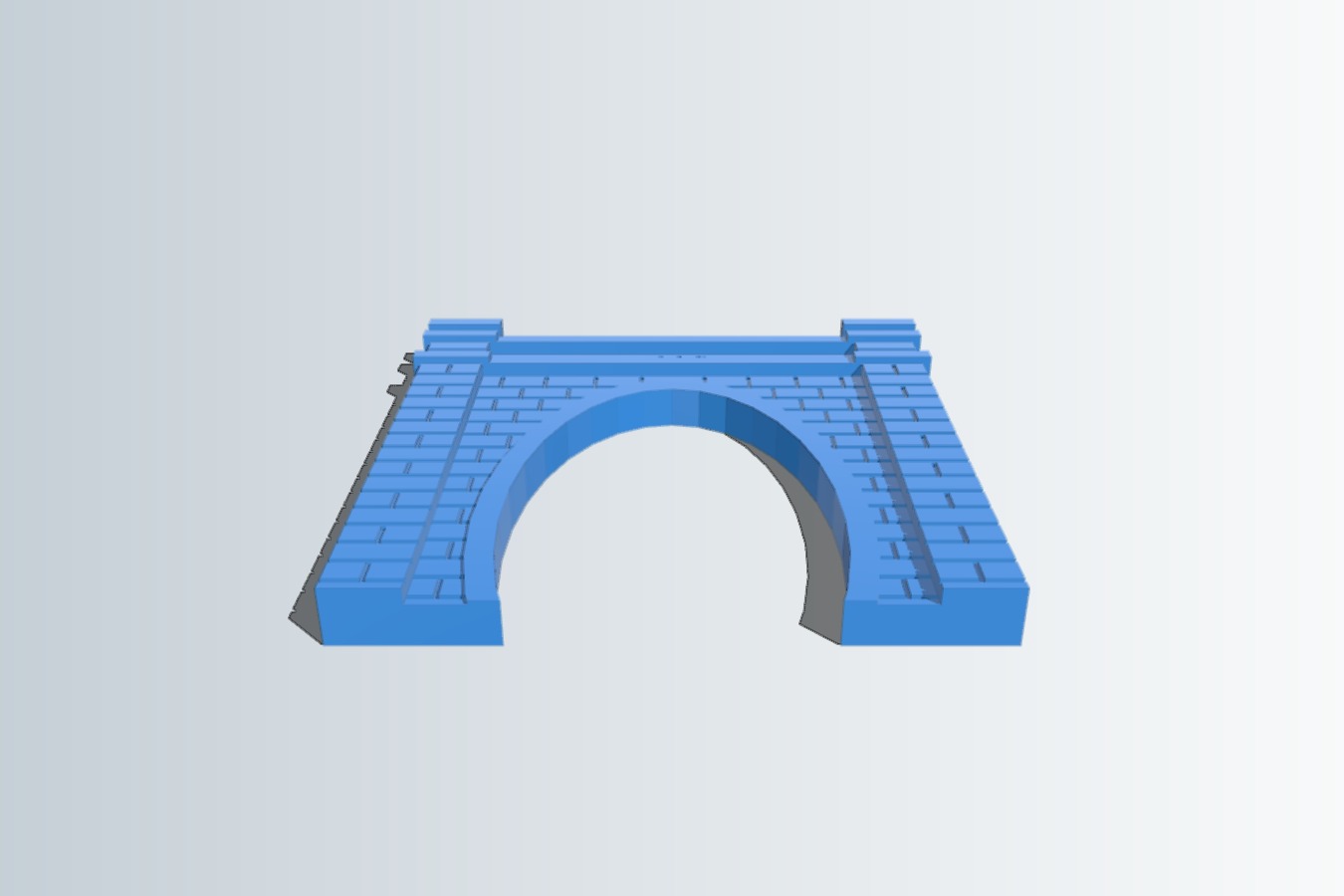 Copy of N scale tunnel portal stretched to fit Kato track. Not my design.