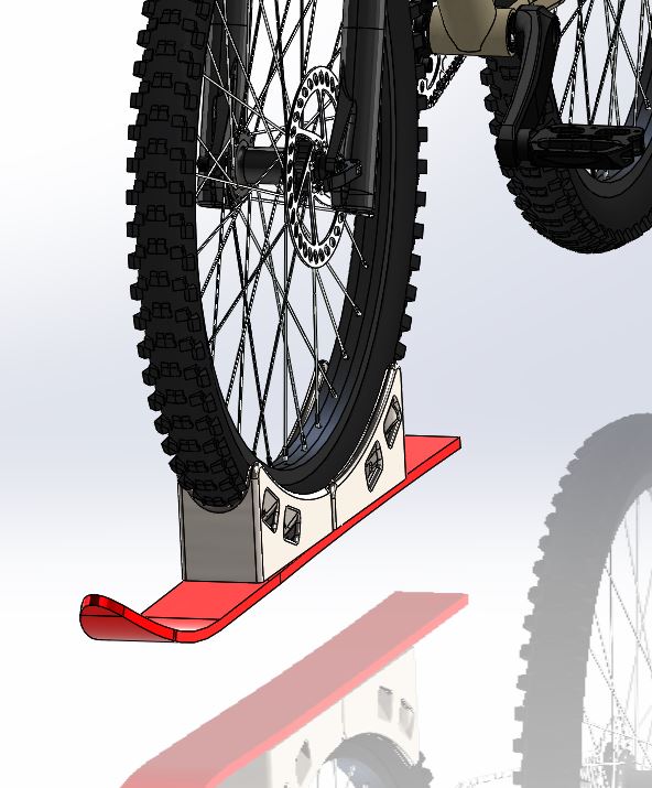 Bike Ski, Strap Mounted Ski for Bike Tires 26" 27." or 29"