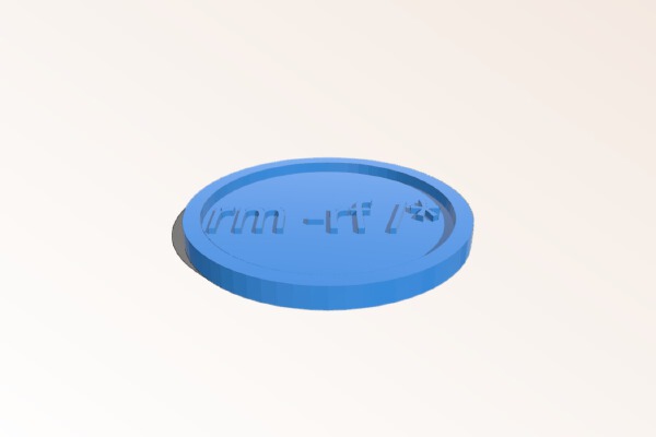 "rm -rf _" reward coin | 3d print model