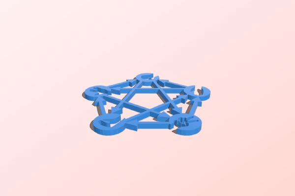 rock paper scissors lizard coaster - light | 3d print model
