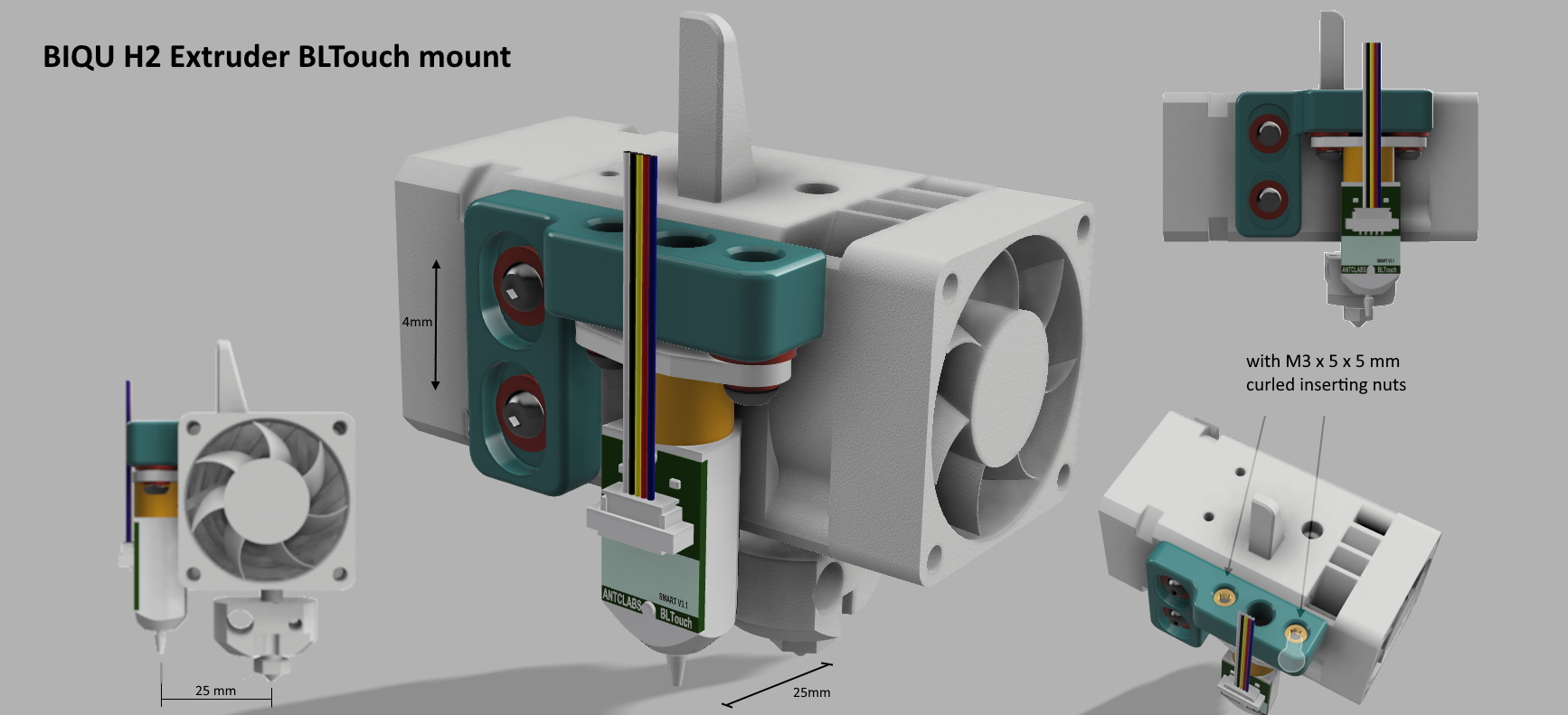 BIQU H2 Extruder BLTouch mount
