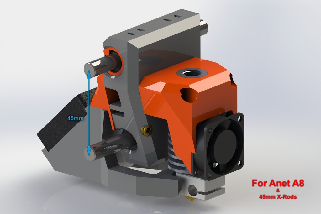 Black Diamond Bowden E3D v5 Hotend for 45mm X-Rods (Anet A8)