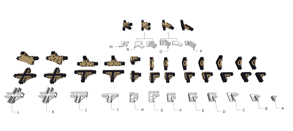 Brackets for 20mm x 20mm Aluminium Profile