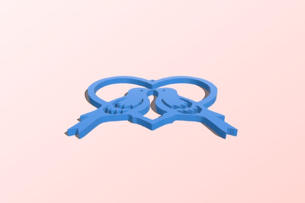 Love Birds in Heart | 3d print model