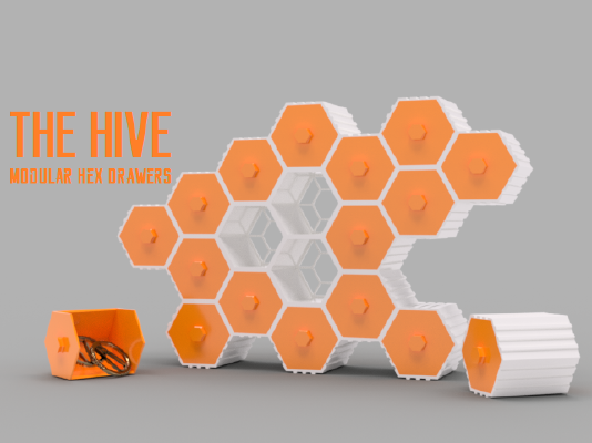 The HIVE  Modular Hex Drawers | 3d print model