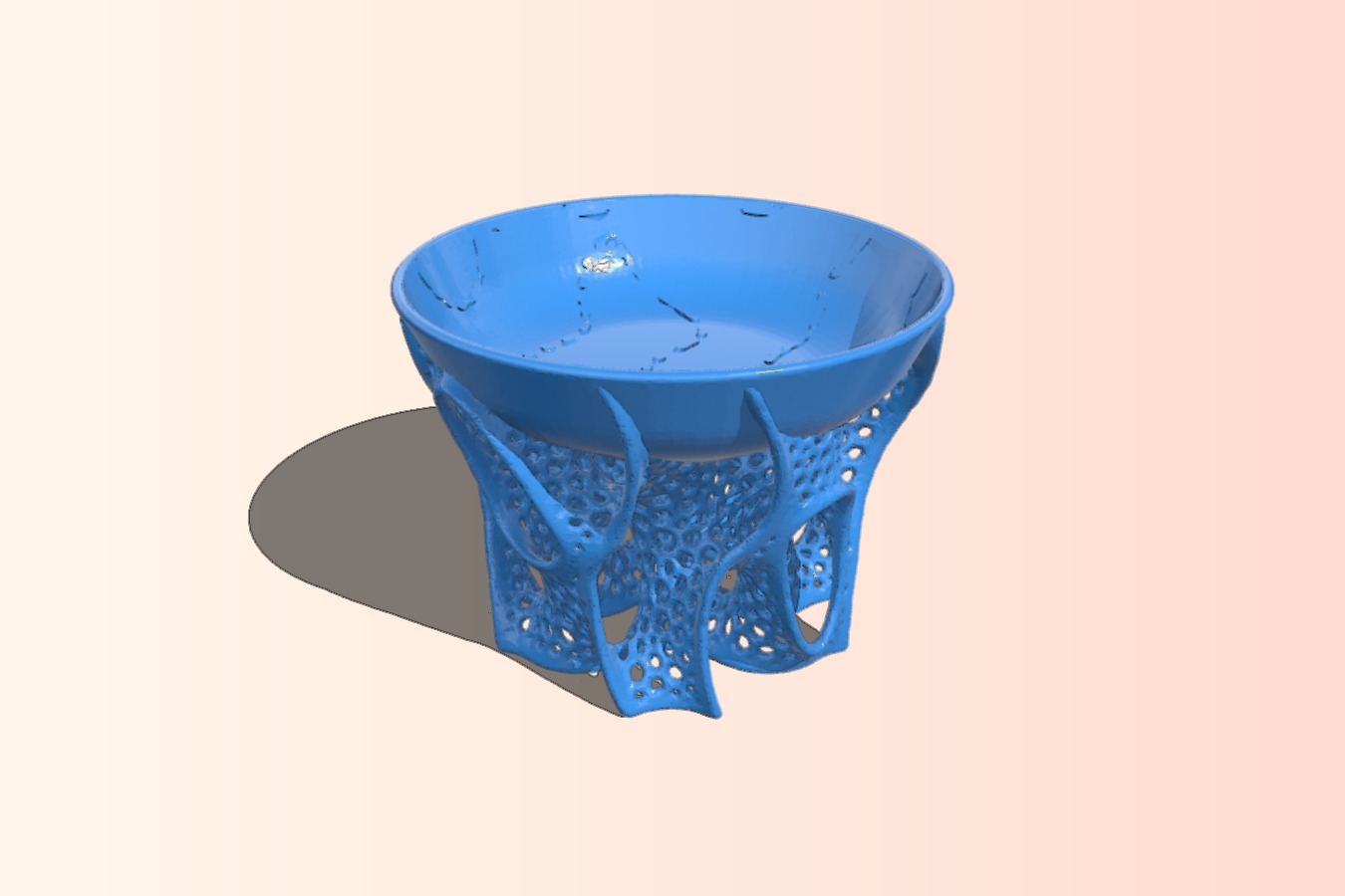 Serving Bowl with Voronoi Gyroid Base
