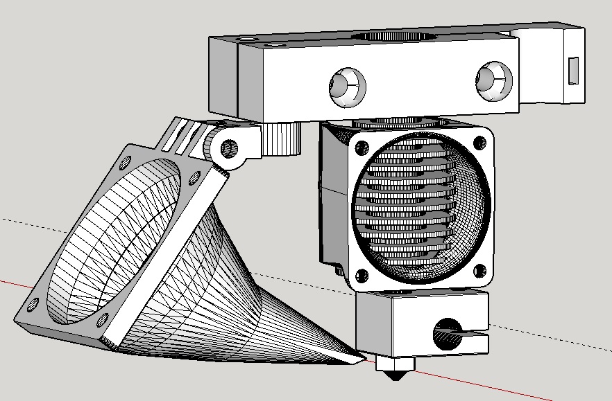 Soporte Extrusor E3D para P3Steel con fan de capa