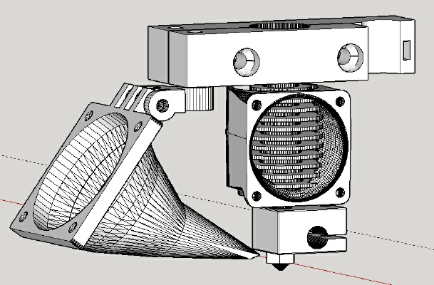 Soporte Extrusor E3D para P3Steel con fan de capa | 3d print model
