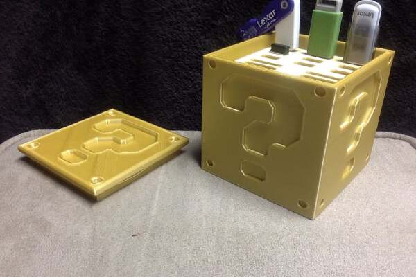 Mario Question Block USB and SD Card Storage | 3d print model