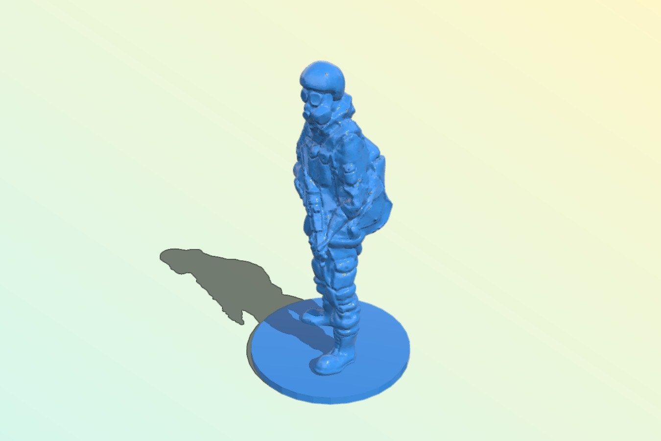 Gas mask soldier on stand
