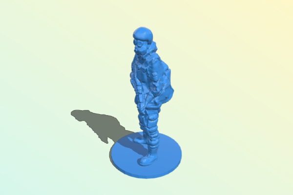 Gas mask soldier on stand | 3d print model