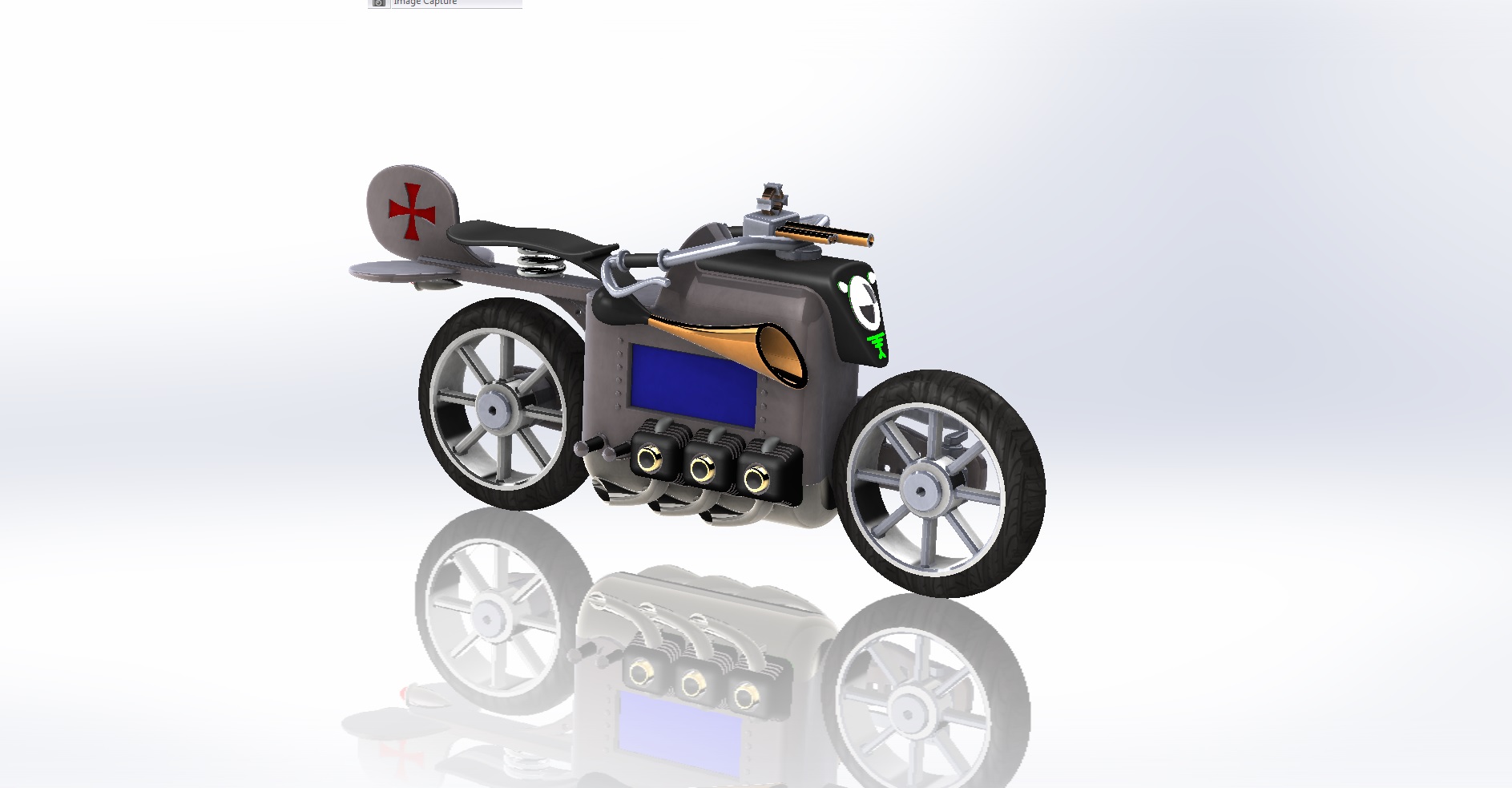 Dieselpunk Motorbike - Digital Table Clock Case