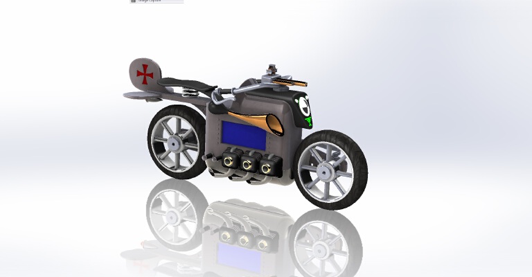 Dieselpunk Motorbike - Digital Table Clock Case | 3d print model
