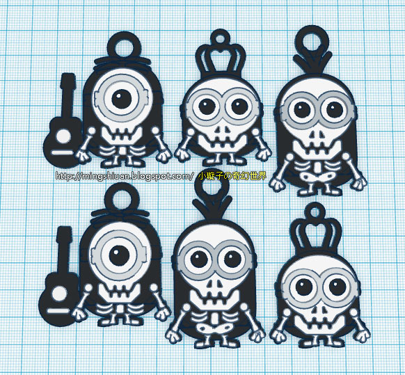 Minions Keychain _ Magnets - Skull _ Skeleton Version