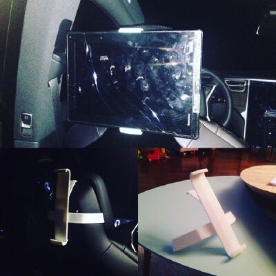 Tiltable Tesla Model S_X headrest tablet holder | 3d print model